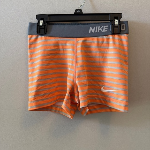 Nike Pants - Nike Pro Spandex Shorts – Orange & Gray Stripe – Size Small